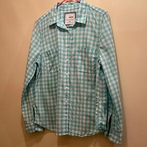 Sonoma Teal and White Plaid Casual Shirt